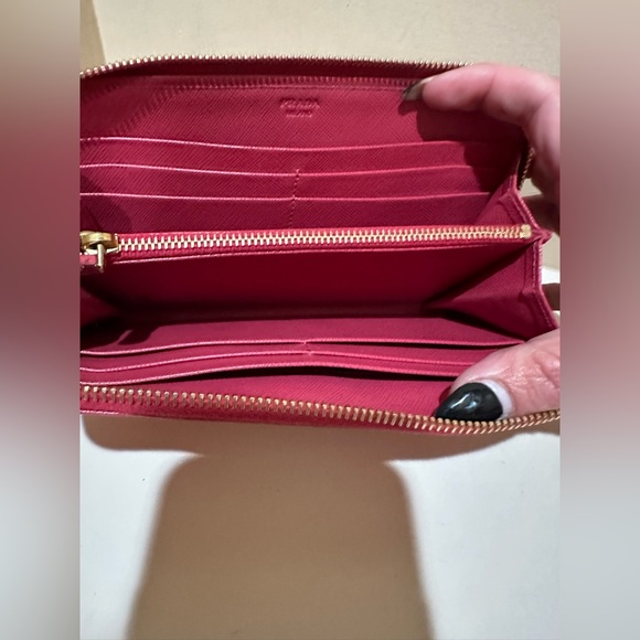Prada Pink Saffiano Long Zip Wallet - Picture 2 of 13